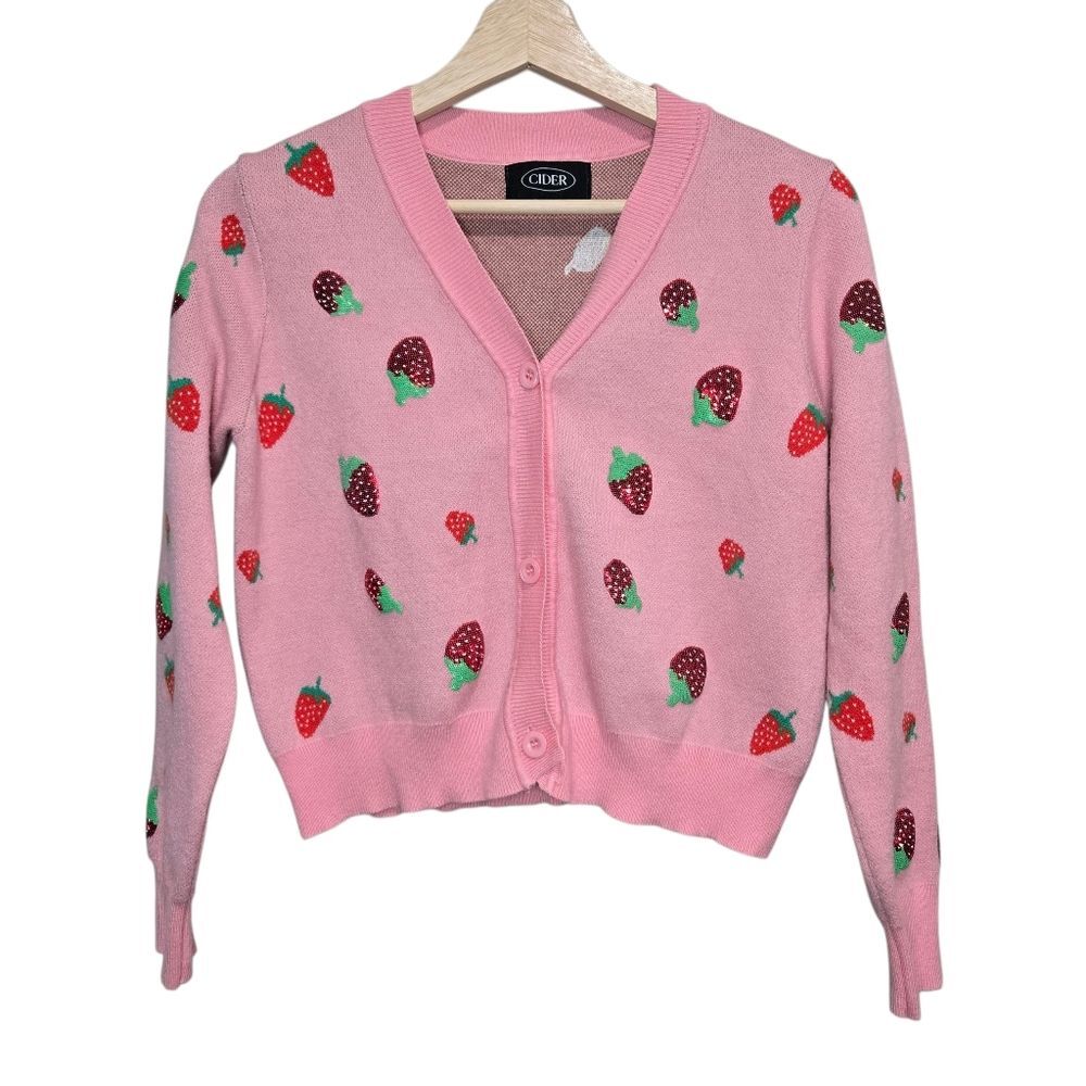Cider Pink and Red Strawberry Cardigan